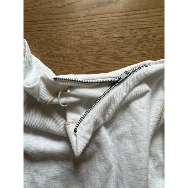 We the Free People‎ Ivory Nikala Zip Shoulder Sweater Women Size Medium Preppy - Image 9