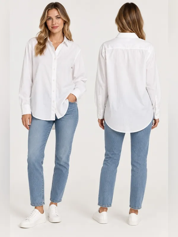 Abercrombie & Fitch White Oversized Button Down Shirt Women’s Small - Image 2