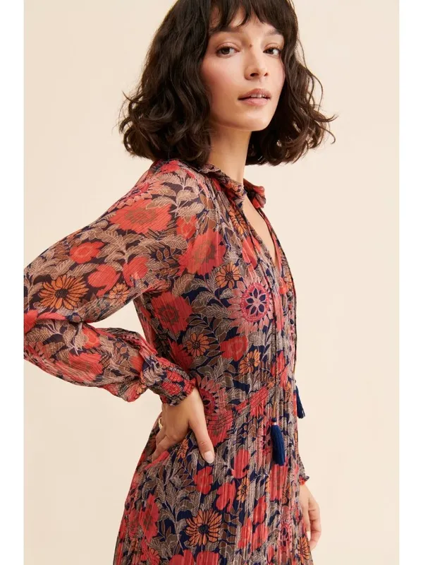 NWT Anthropologie The Marais in Red Floral Print Chiffon Maxi Dress S - Image 2
