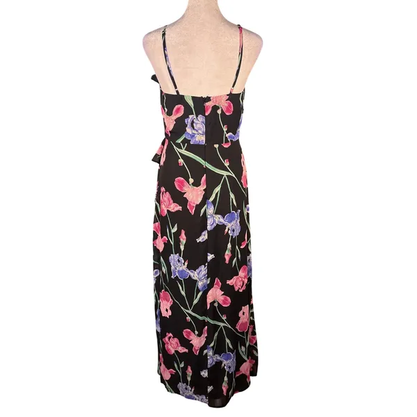 Lulus Black Floral Ruffle Maxi Dress Spaghetti Strap Flowy Women's Size M‎ - Image 6