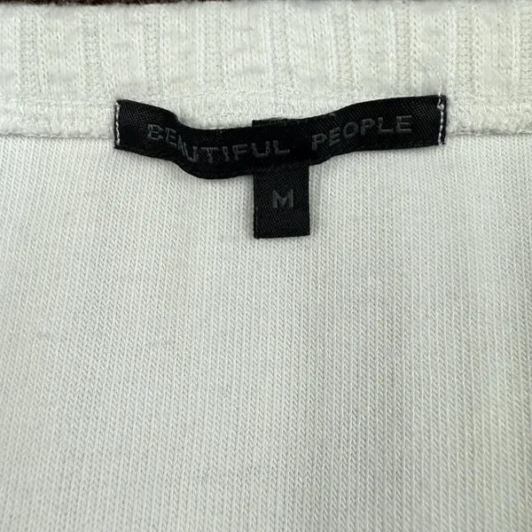 Beautiful People Midi Skirt‎ Brushed Ribbed Knit Pullon Off White Medium USA - Image 4