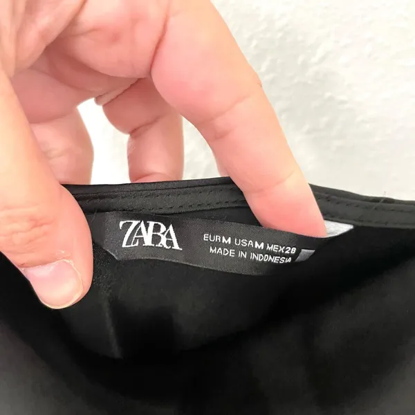Zara Black Satin Silky Button Side Midi Dress Size M 7969/221/800 - Image 3