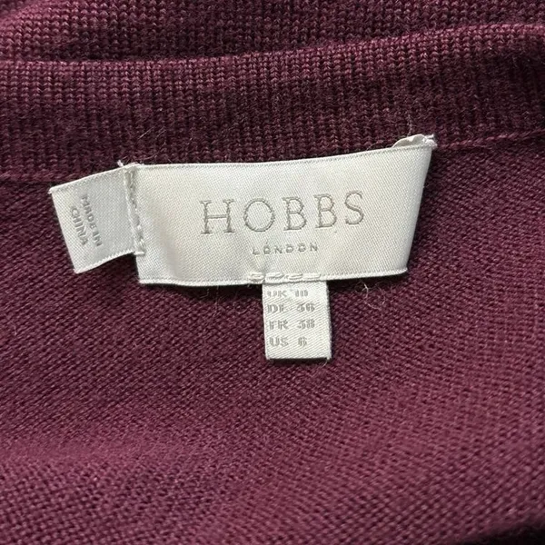 Hobbs London Benita Red Velvet Velour Silk Long Sleeve Sweater Dress Size 6 - Image 7