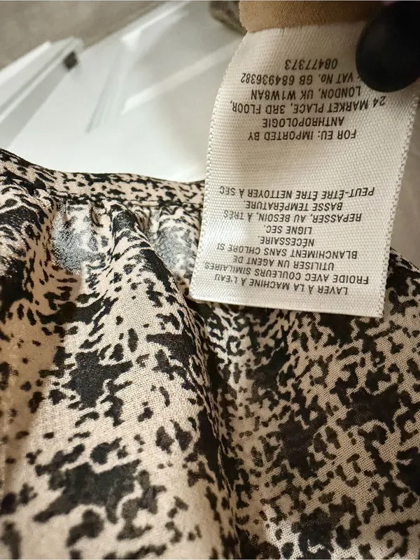 Anthropologie Vanessa Virginia Dress XS Black Tan Smocked Waist Boho - Image 3