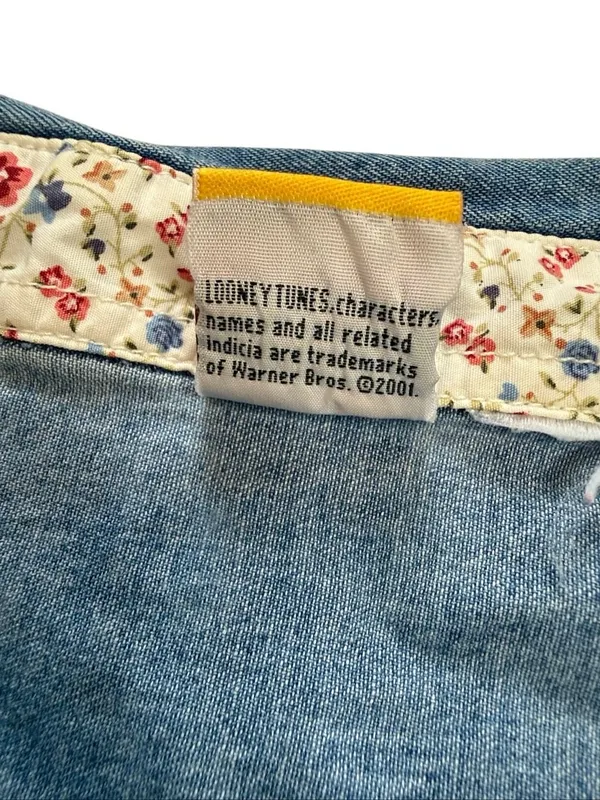 Y2K Vintage Looney Tunes Tweety Bird Stuff It Embroidered Chambray Button Down S - Image 6