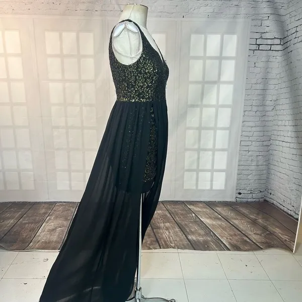 🔥5/$25 sale🔥 ark & co NWT black and gold bodycon mini with sheer black chiffon - Image 6