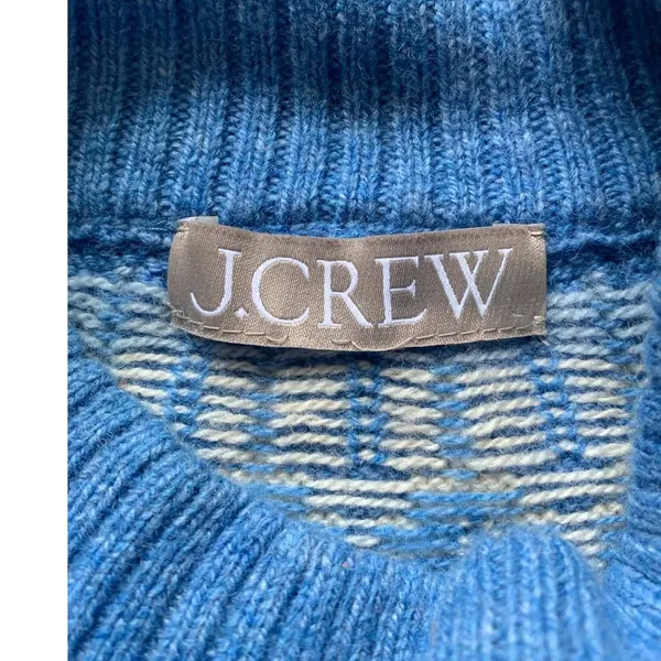 J.Crew Fair Isle Mockneck Pullover Women M Blue BM179 Re-Imagined Winter Cozy - Image 2