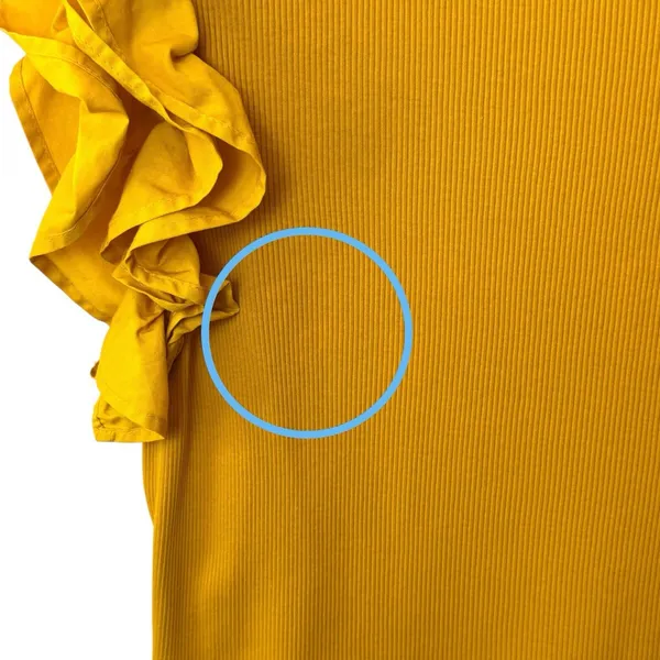 Ulla Johnson‎ Koa Ribbed Knit Top Golden Yellow Ruffle Sleeve Feminine Dainty L - Image 8