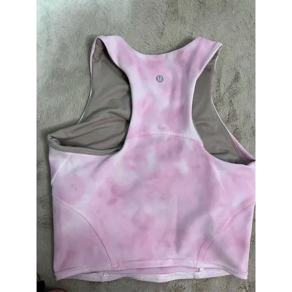 Lululemon Women's Pink Tie-Dye Racerback Sports Bra Size 4 - Image 4