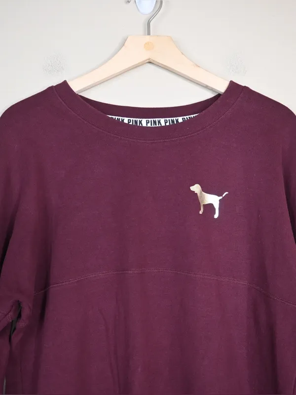 Victoria's Secret PINK Women's M Sequin Embellished Fleece Lined Pullover Shirt - Image 3