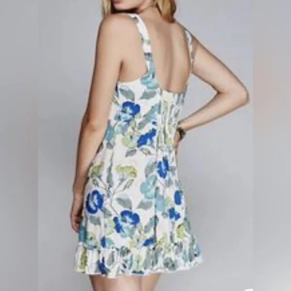 Free People Boho Floral Lattice Lovers Slip Mini Dress White L - Image 2
