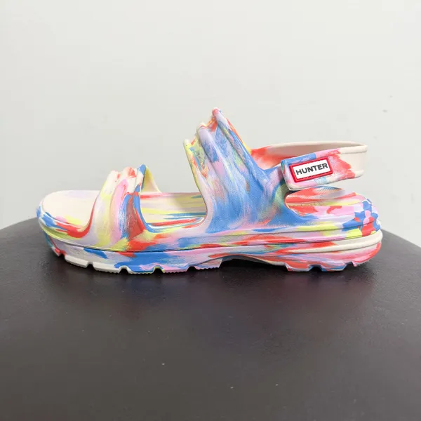 Hunter Ivory Multicolor Bloom Algae Swirl Marble Platform Sandals UK 6 US 8 - Image 2