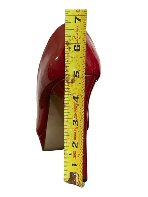Vintage Y2K-era ELLE red patent leather platform pumps heels - Image 8