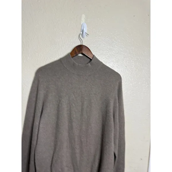 Vintage Charter Club 2-Ply 100% Cashmere Mock Neck Sweater Taupe Womans XL - Image 2