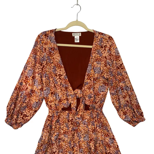L*Space Women Stay Golden Dress Tie Front Cutout Mini‎ Lily of the Velley M - Image 4