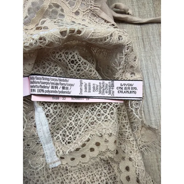 Victoria's Secret Dream Angels Lace‎ Bralette Beige Racerback S/P 11098426 NWT - Image 3
