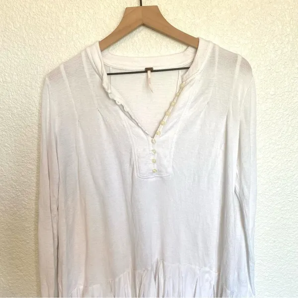 Free People Women's XS Your Girl Ruffle Tunic Dress White Boho Flowy Casual - Image 4