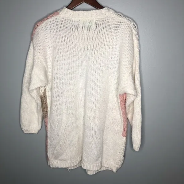 Vintage 1990’s white with pink rose floral sweater - Image 9