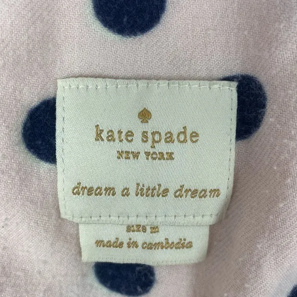 Kate Spade Pink & Black Polka Dot Print Short Belted Bath Robe M - Image 5