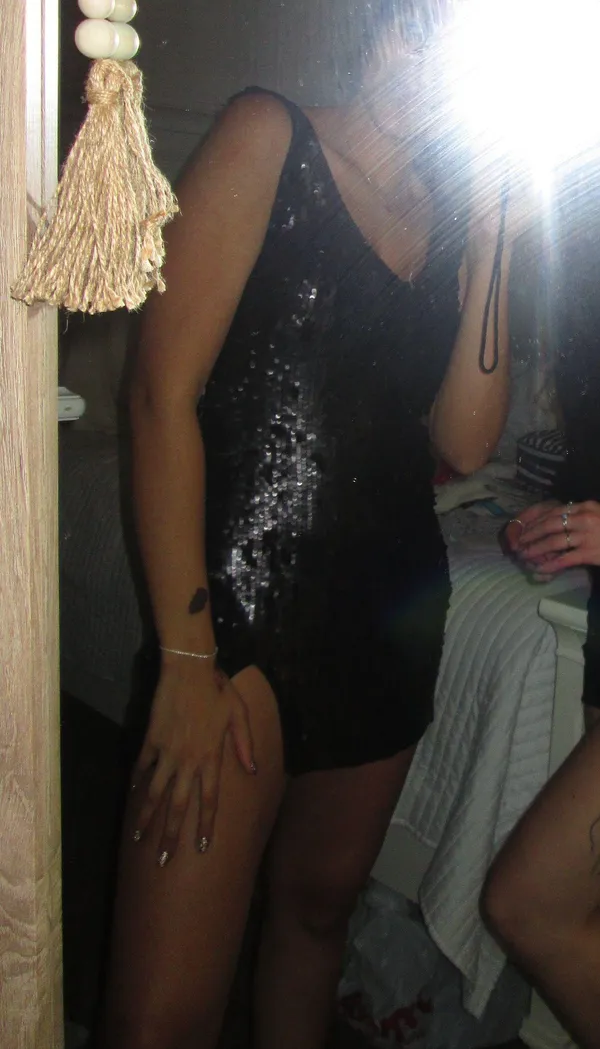 Free People Black Sequin Mini Dress - Image 2