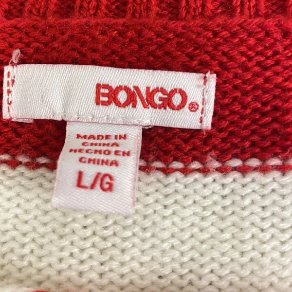 BONGO Vintage Santa ´s womens striped red-white Holiday Ugly Christmas sweater L - Image 6