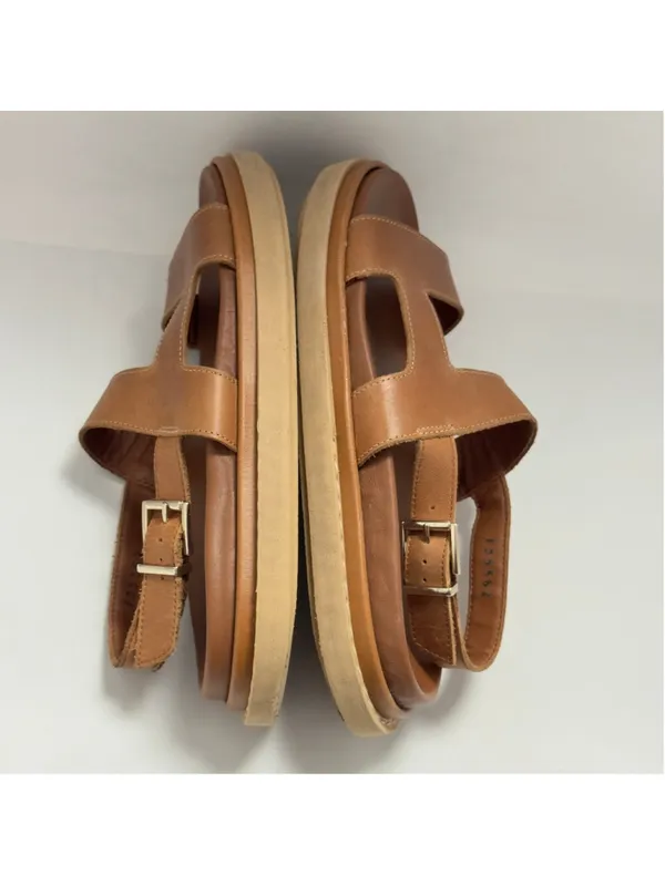 ALOHAS Lorelei Cut Out Leather Footbed Flat Sandal Tan Size 8.5 - Image 10
