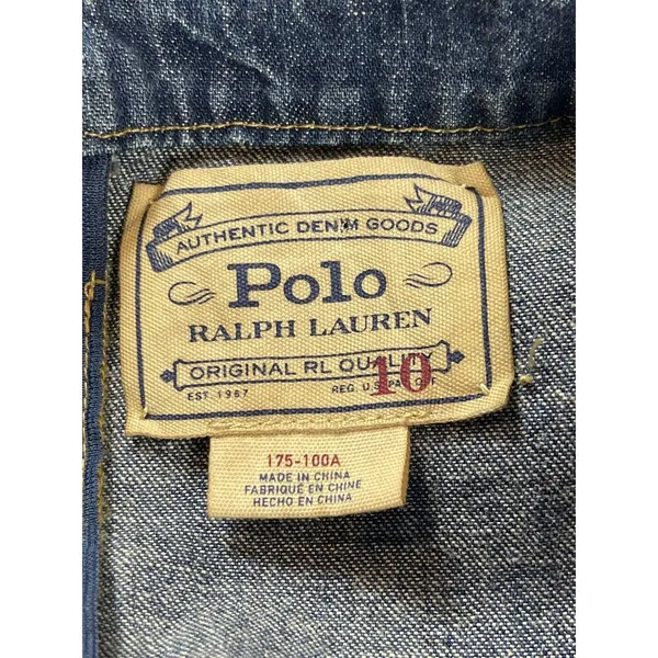 NWT Polo Ralph Lauren Denim Dress Womens 10 Lace Up Bust Blue Chambray Boho - Image 8