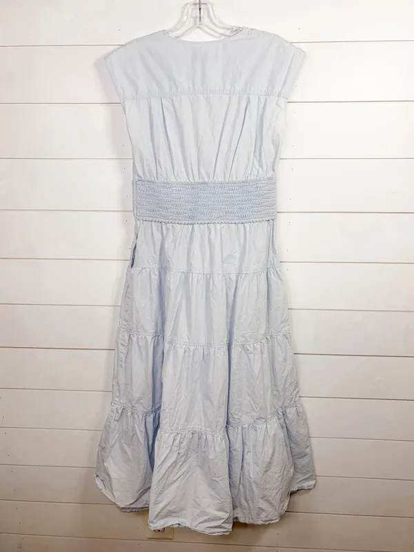 Derek Lam Light Blue Poplin V-Neck Tiered Midi Dress EUC US Size 4 MSRP $398 - Image 10