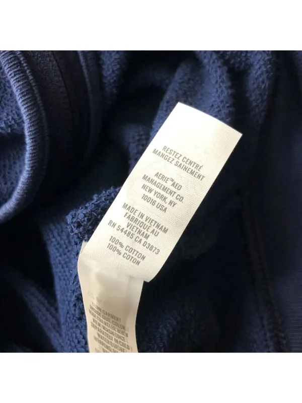 Aerie Womens Cropped Hoodie Full Zip French Terry Navy Blue XS - Image 4