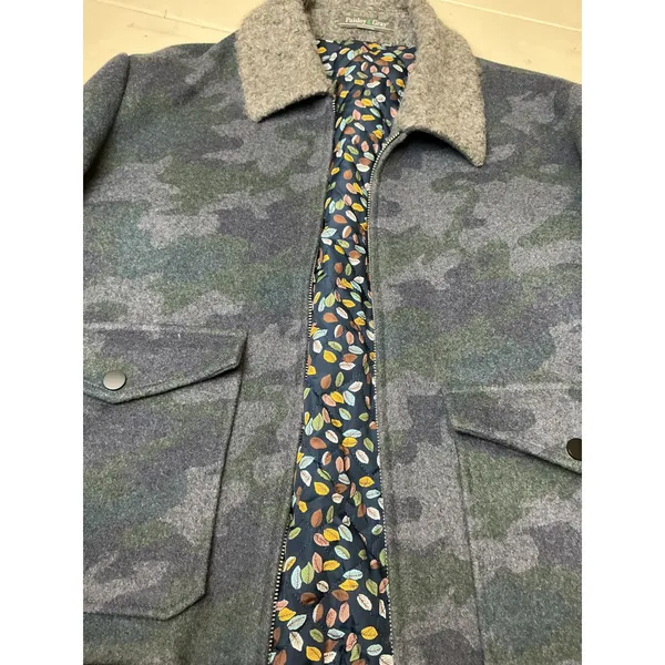 Paisley & Gray‎ Camo Bomber Jacket Blue Grey Faux Shearling Collar Slim Fit XL - Image 10