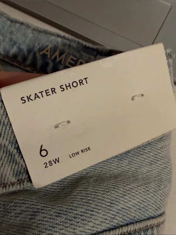 American Eagle Outfitters Light Blue Distressed‎ Denim Bermuda skater Shorts 6 - Image 3