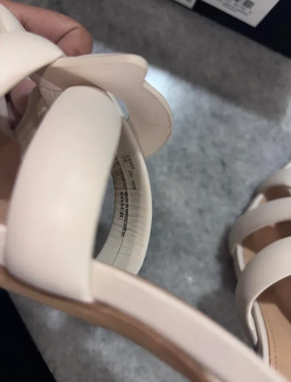 Coach Kellie leather sandals in cream & white, size US 6.5 - Image 4
