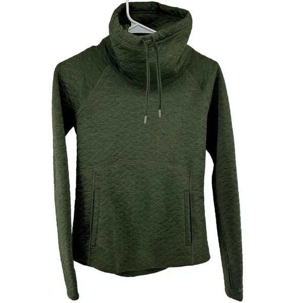 Marmot Annie Sweatshirt Quilted Cowl Neck Pockets Activewear Pullover Green S - Image 2