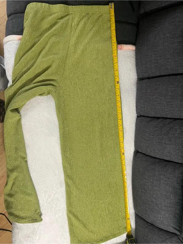 SHEIN Olive Green Wide-Leg Pants & Matching Short Sleeve Top size M - Image 5