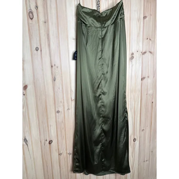 NWT Lulus Memorable Entrance Olive Green Strapless Satin Maxi Dress Holiday 1X - Image 5