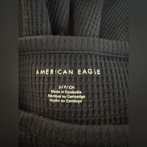 American Eagle Women’s Waffle Knit Long Sleeve Crewneck Top‎ Gray Size Small - Image 5