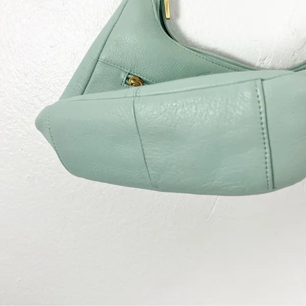 STONE MOUNTAIN Green Soft Leather Adjustable Strap Zipper Closure Shoulder Bag - Image 8