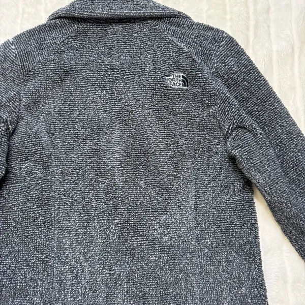 The North Face Womens Full Zip Textured Fleece Jacket Charcoal Grey Black Medium - Image 4