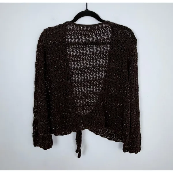 United States Sweaters Brown Shrug Shimmer Crochet Y2K Layering Fairy Size 18/20 - Image 5