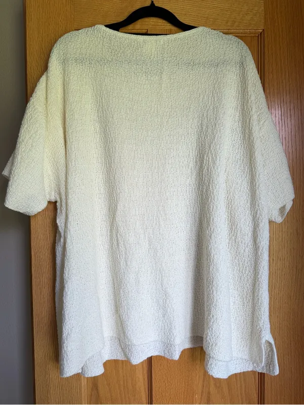 Vintage Ship 'N Shore Off-White Textured Short Sleeve Blouse Plus Size 2X - Image 2