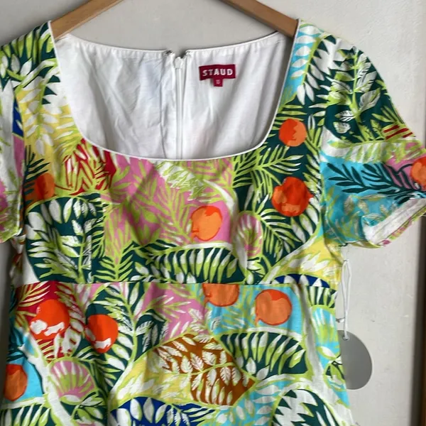 STAUD Sandra Linen Mini Dress Capri Tree - Image 5