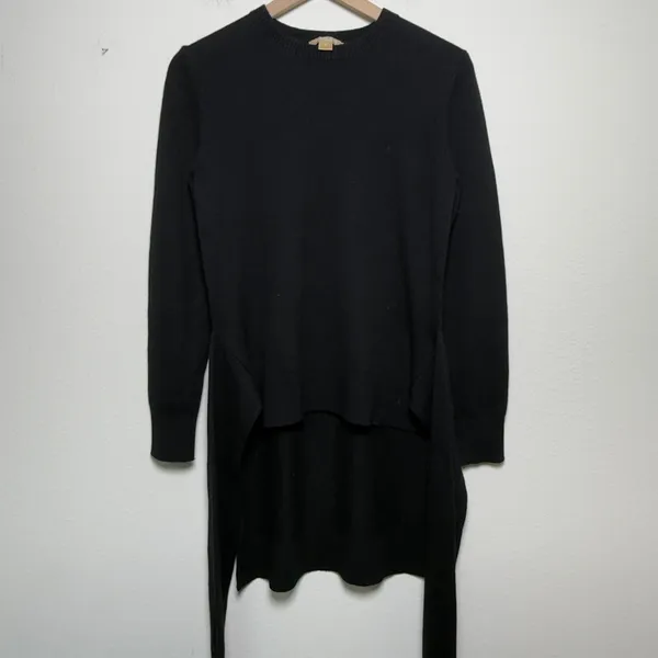 Michael Kors Collection Women 100% Cashmere Sweater Black Tie Waist Avant Guard - Image 2