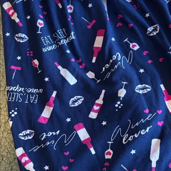BE Yourself Sleepwear wine motif Pink and Navy Pajama Set - Image 6
