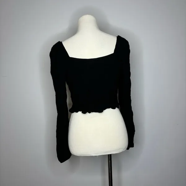 Altar'd State- Black Long Sleeve Crop Top - Image 3
