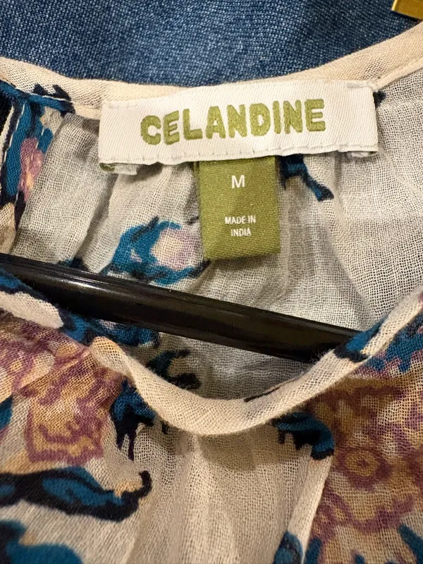 Anthropologie Celandine short-sleeve tie-back crop top sz M floral boho - Image 5