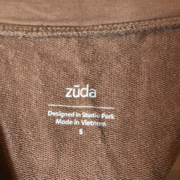 Women’s Zuda V-neck long sleeve knit top pockets brown small oversized tunic - Image 3