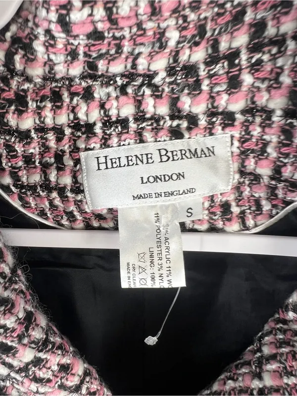 Helene Berman Pink and Black Bouclé Tweed Jacket - Image 3
