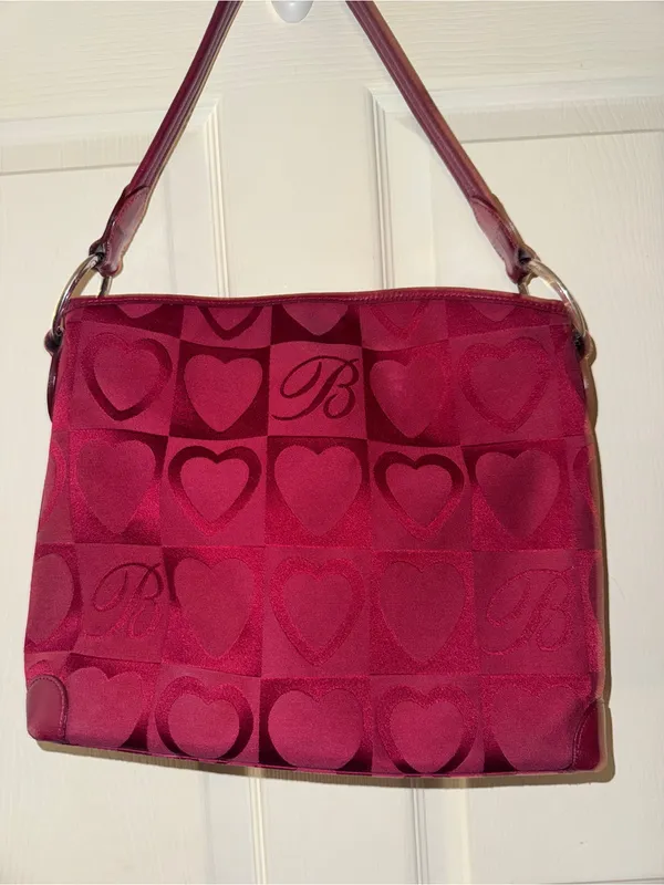 Brighton Red Heart Print Fabric Shoulder Bag - Image 3