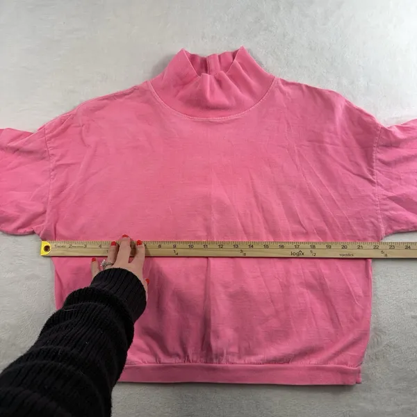 Vtg 90s L Large Mock Neck Long Sleeve‎ Shirt B'ZRQ Hot Pink Grunge Skater Edgy - Image 8