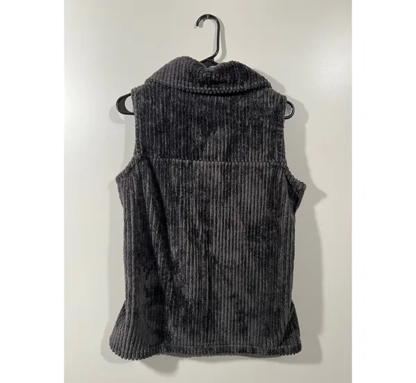 Fluffy Vest With Big Collar Size Medium Dark Gray - Image 7